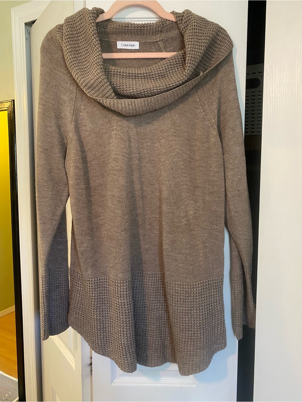 Calvin Klein Taupe Cowl Neck Pullover Sweater